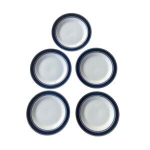 Mainstays White Blue Banded Dinner Plates Plate Stoneware 10 Inch Set Of 5